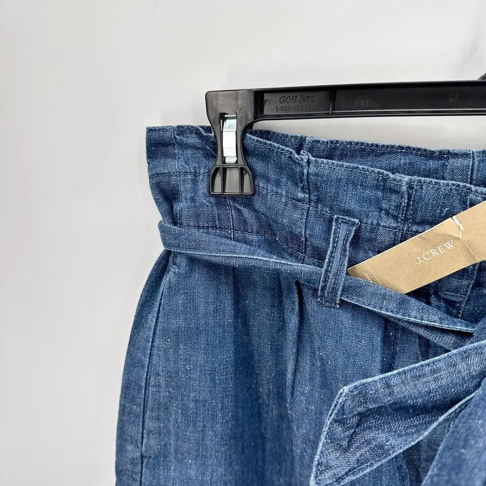 J. CREW NWT Paperbag Tie Waist Ankle Jean Pants in Chambray  // 2